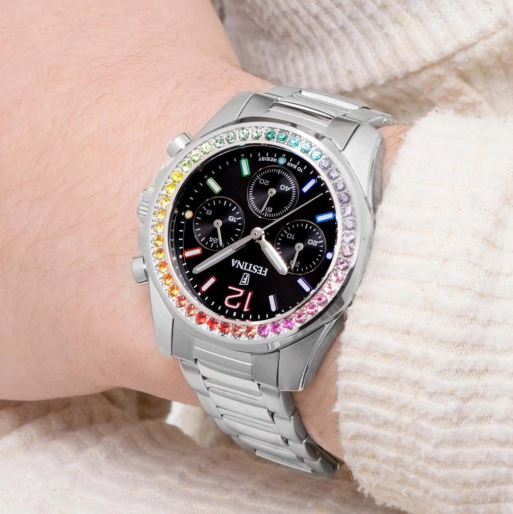 FESTINA DAMEN UHR RAINBOW F20609/2 PERLMUTT EDELSTAHL ARMBAND