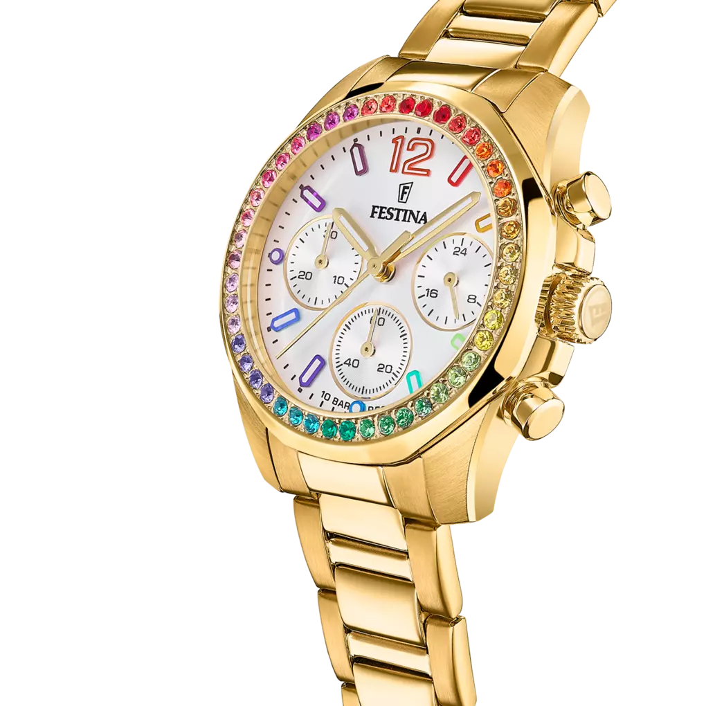 FESTINA DAMEN UHR RAINBOW F20609/2 PERLMUTT EDELSTAHL ARMBAND (Kopie)