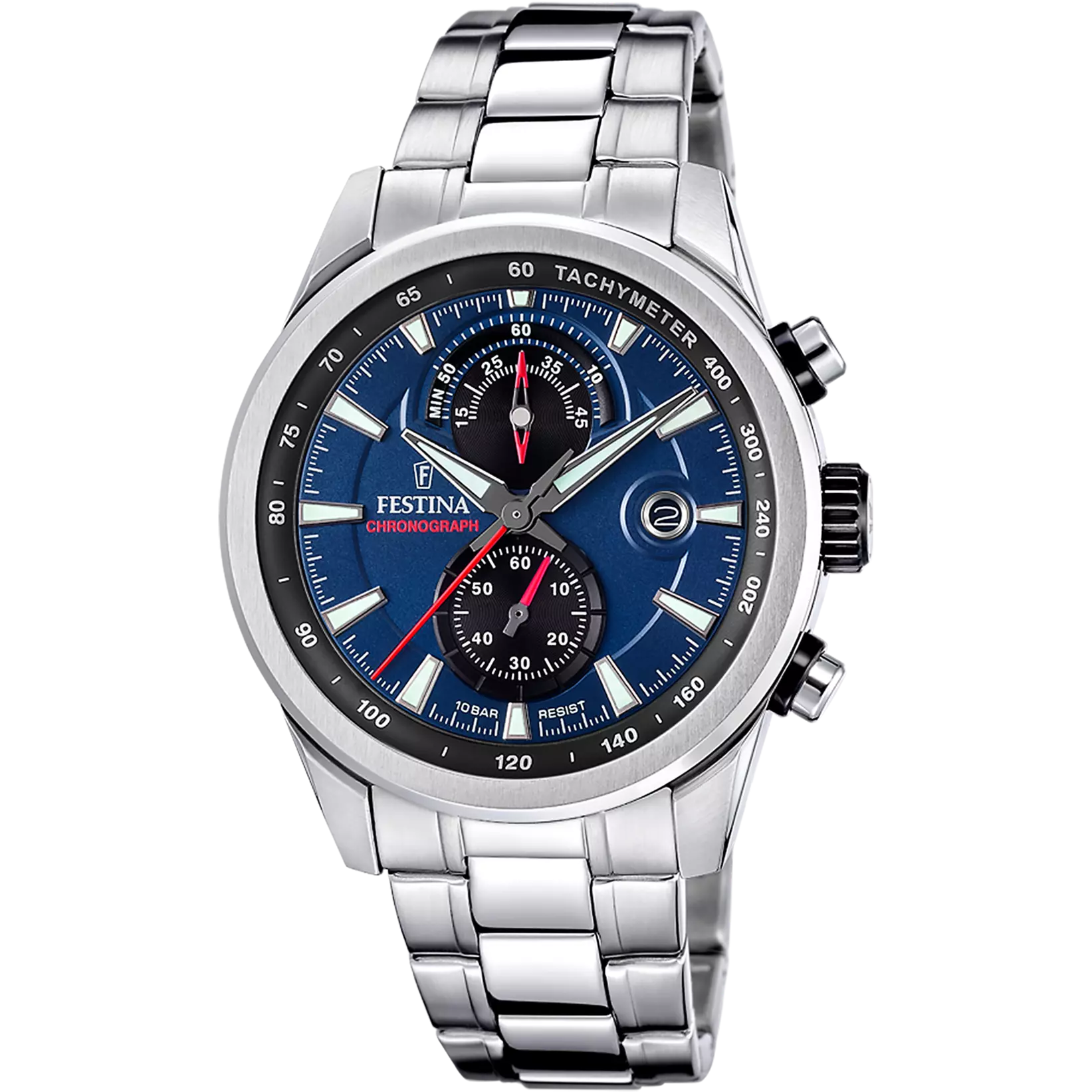 FESTINA HERREN UHR TIMELESS CHRONOGRAPH F20694/5 BLAU EDELSTAHL ARMBAND