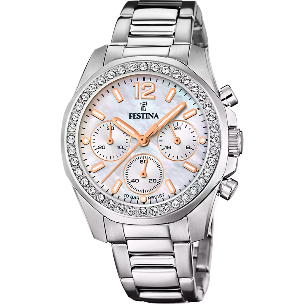 FESTINA DAMEN UHR BOYFRIEND RAINBOW F20606/1 PERLMUTT, EDELSTAHL ARMBAND
