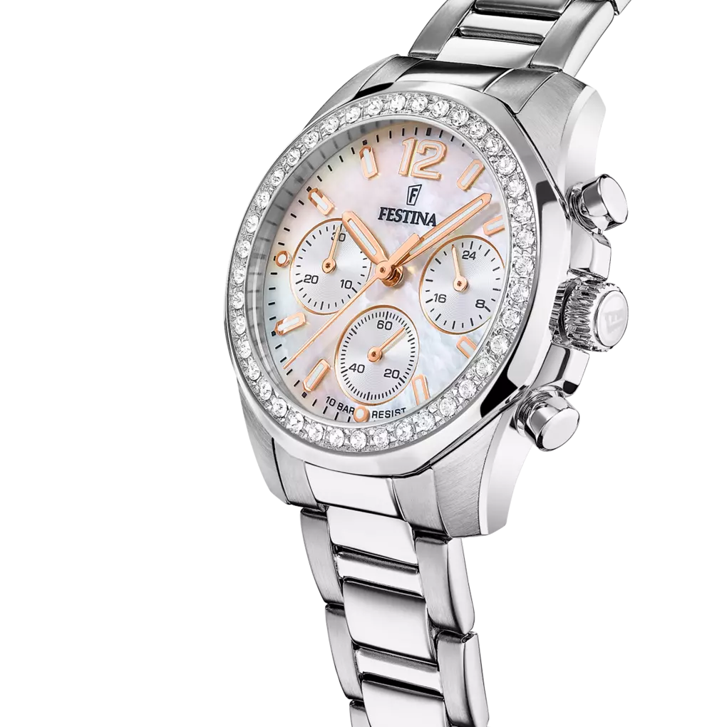 FESTINA DAMEN UHR BOYFRIEND RAINBOW F20606/1 PERLMUTT, EDELSTAHL ARMBAND