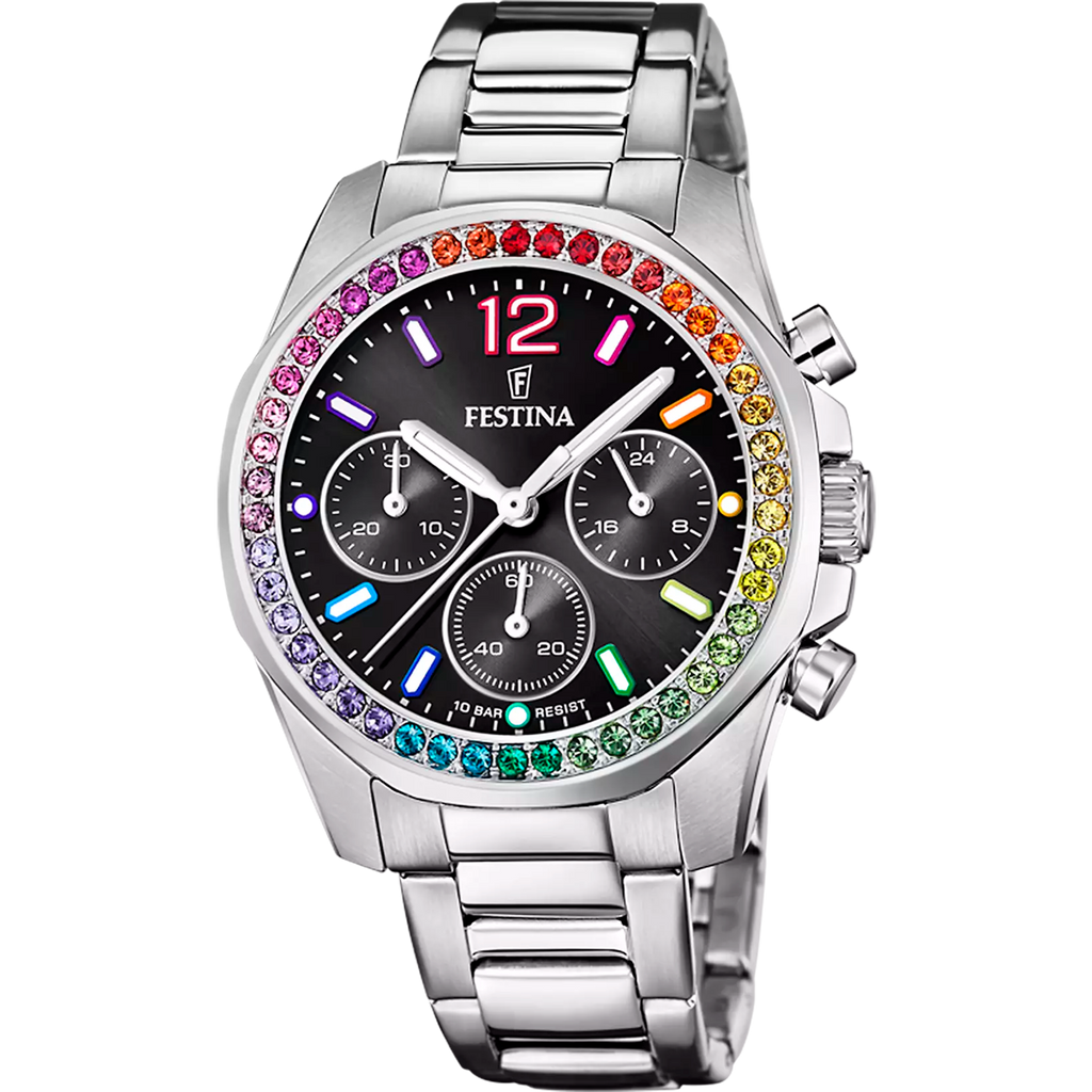 FESTINA DAMEN UHR RAINBOW F20609/2 PERLMUTT EDELSTAHL ARMBAND
