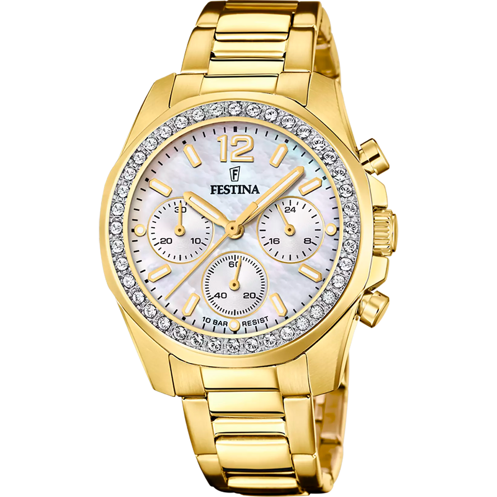 FESTINA DAMEN UHR BOYFRIEND RAINBOW F20609/1 PERLMUTT EDELSTAHL ARMBAND