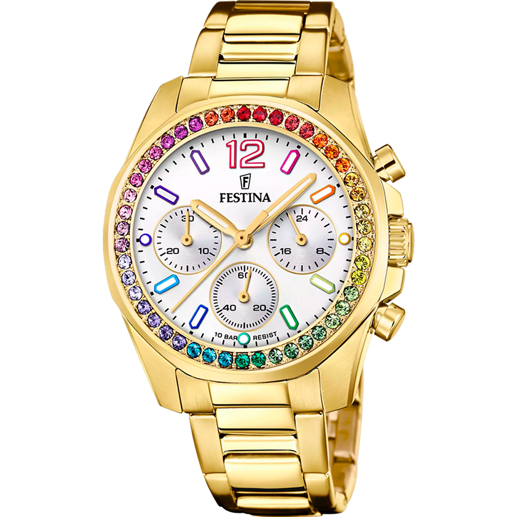 FESTINA DAMEN UHR RAINBOW F20609/2 PERLMUTT EDELSTAHL ARMBAND (Kopie)