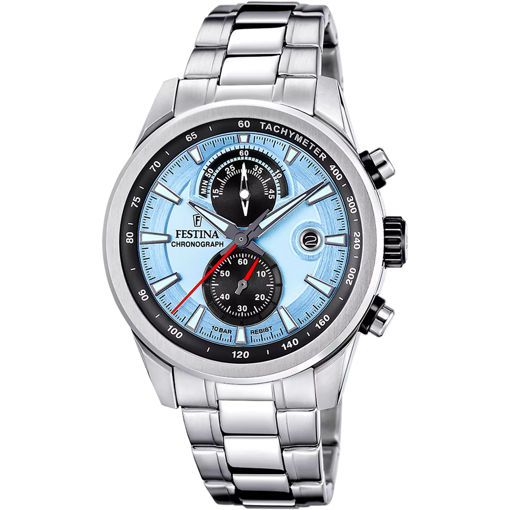FESTINA HERREN UHR TIMELESS CHRONOGRAPH F20694/2 BLAU EDELSTAHL ARMBAND